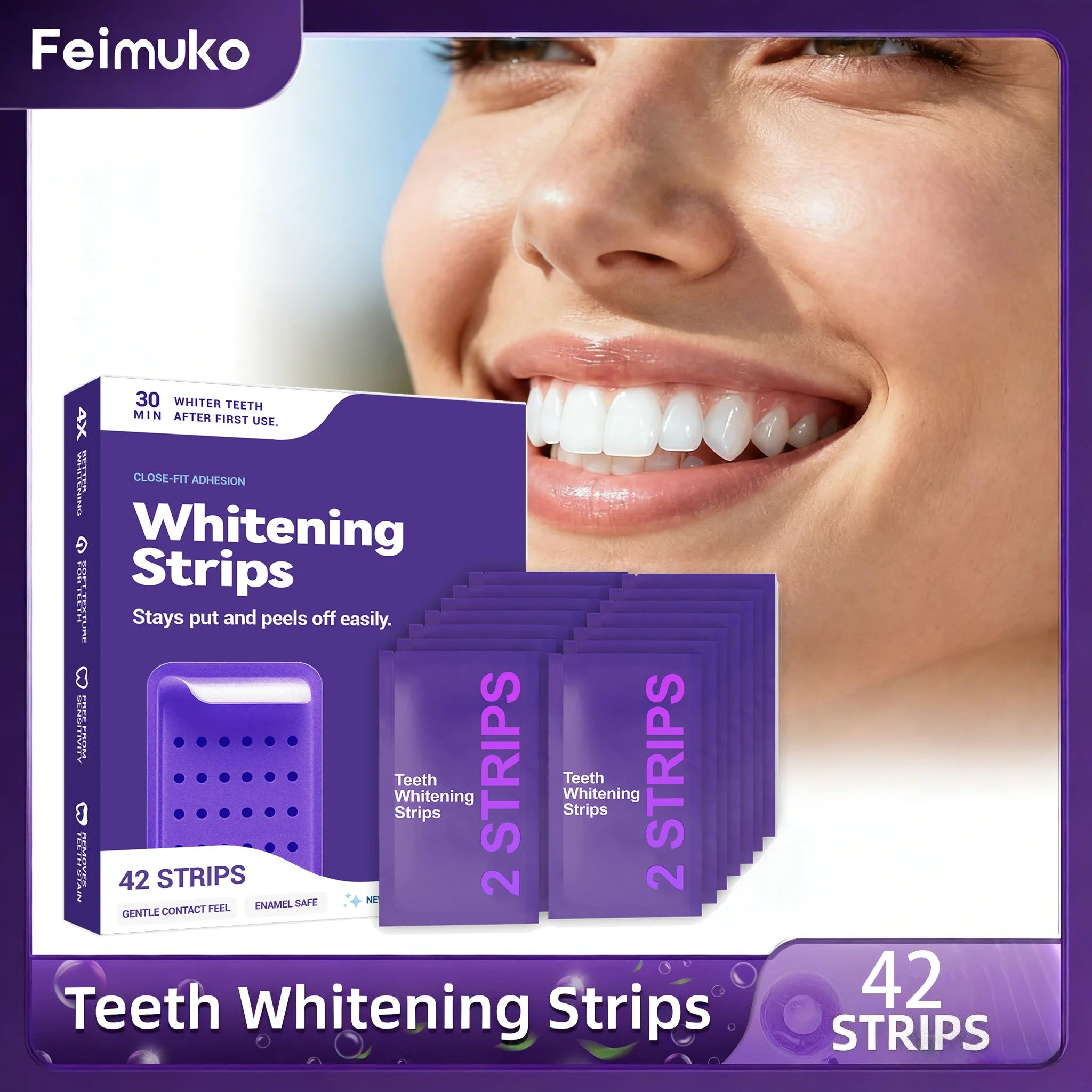 Purple Whitening Strips | Visibly Brighter Smile in 7 Days | No Sensitivity Secondary image
