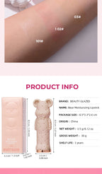 Beauty Glazed Bear Moisturizing Lipstick,Colored Lip Balm,Nourishing Lip stick,Easy To Color,Watery