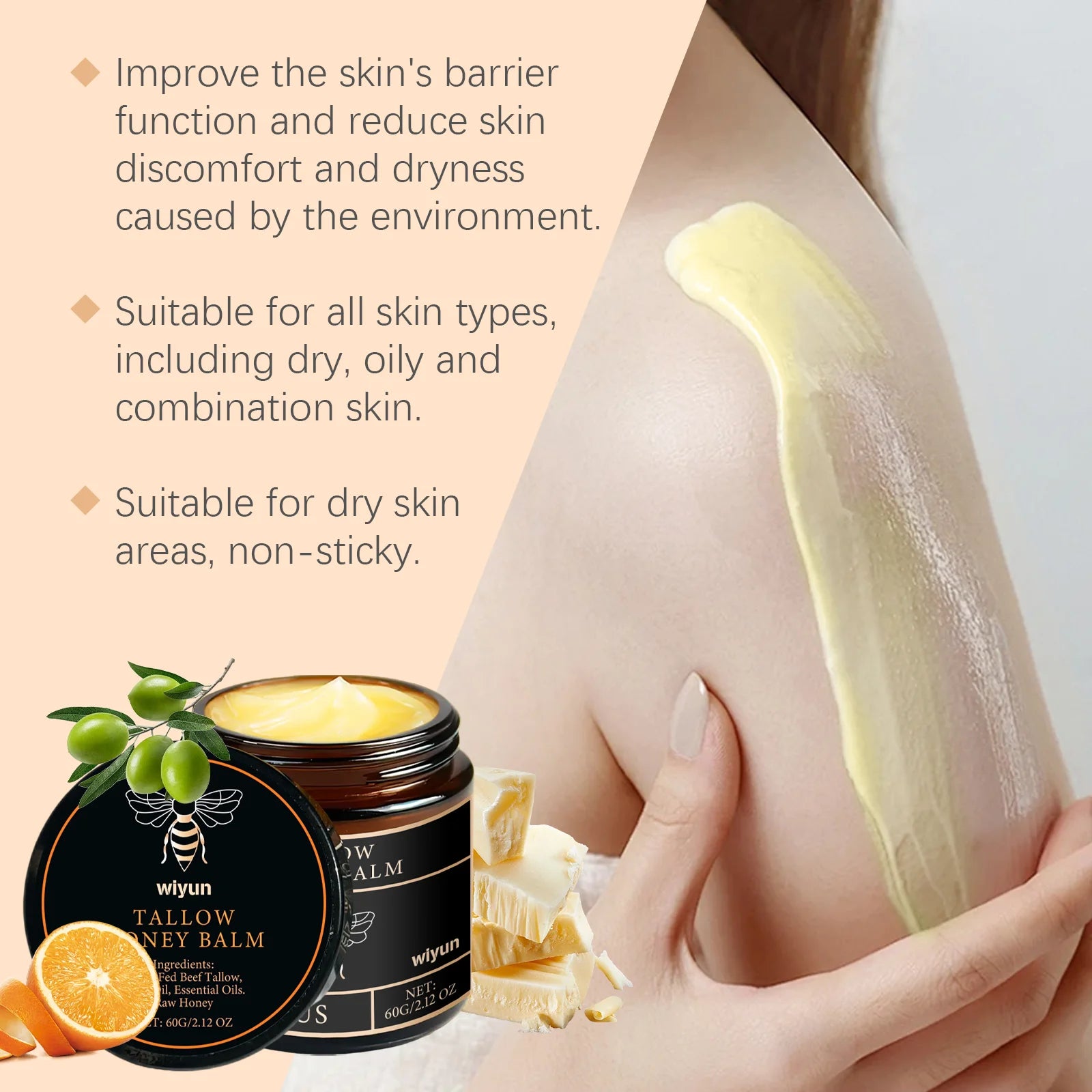 Tallow Honey Cream Glow Hydrating Skin Improve Elasticity Soft Bleaching Improve Dullness Firming Face Body Moisturizer Lotion Secondary image