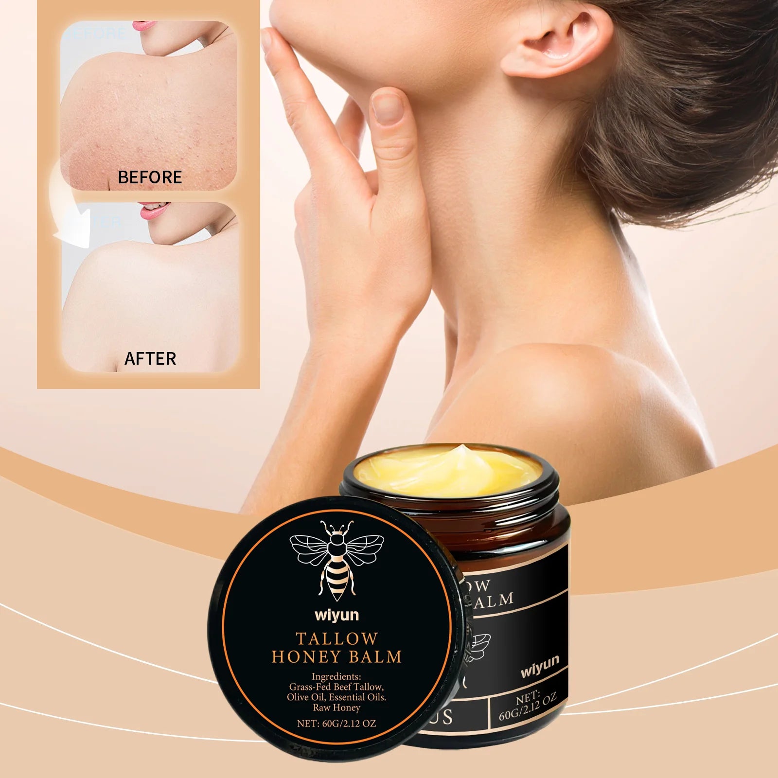 Tallow Honey Cream Glow Hydrating Skin Improve Elasticity Soft Bleaching Improve Dullness Firming Face Body Moisturizer Lotion Main image
