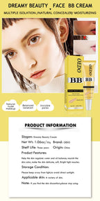 Dreamy Beauty Cream Makeup Natural Concealer BB Cream Face Care Modified Emollient Easy to Wear Sun Block Whitening Cream 30g