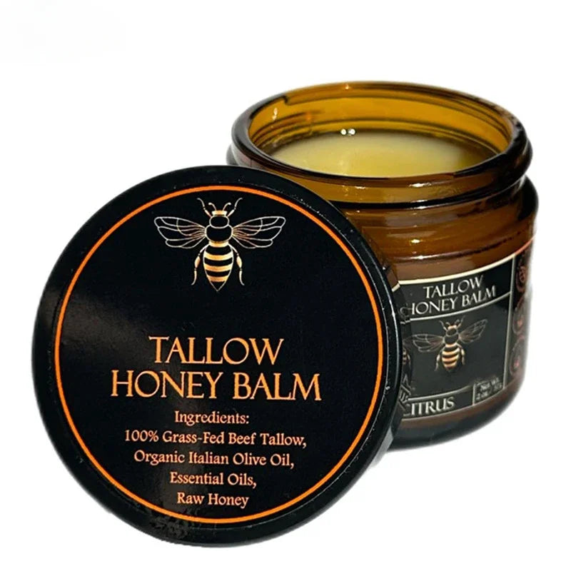 Organic Grass Fed Beef Tallow Honey Balm For Dryness And Itchiness Skin Moisturizing Beef Tallow Face Cream Body Skin Care Cream