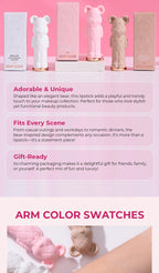 Beauty Glazed Bear Moisturizing Lipstick,Colored Lip Balm,Nourishing Lip stick,Easy To Color,Watery