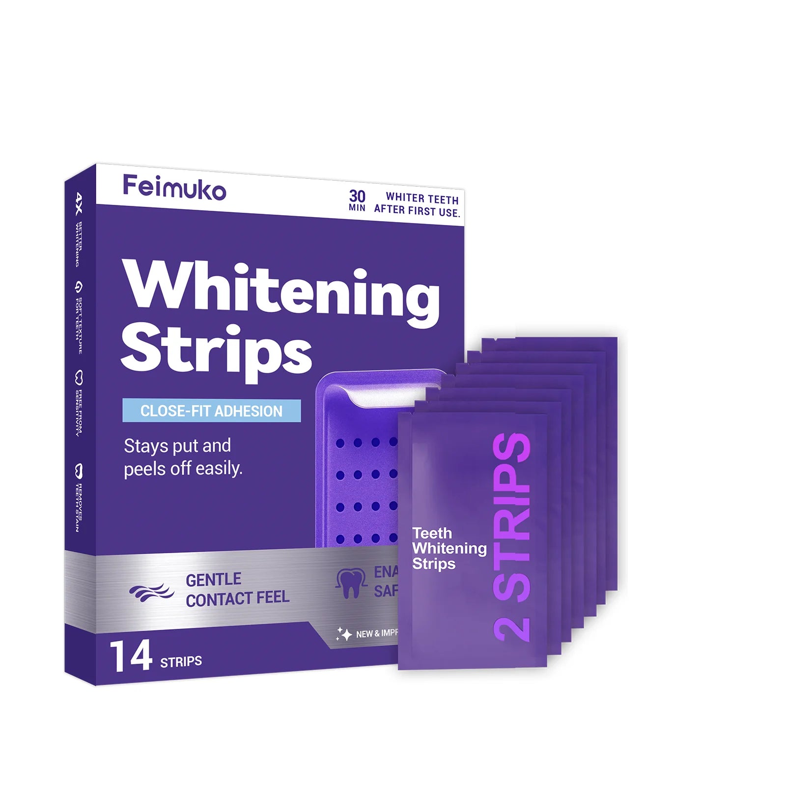 Purple Teeth Whitening Strips Improve Dental Yellowing Oral Cleaning Gel Teeth Bright Stain for Lasting Bright Smile Main image