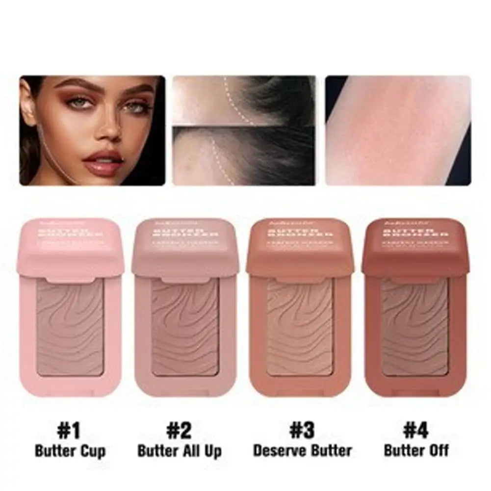 Butter Bronzing Cream Natural Contouring Makeup Highlighting Palette Silky Texture Long Lasting Face Natural Beauty Sculpting