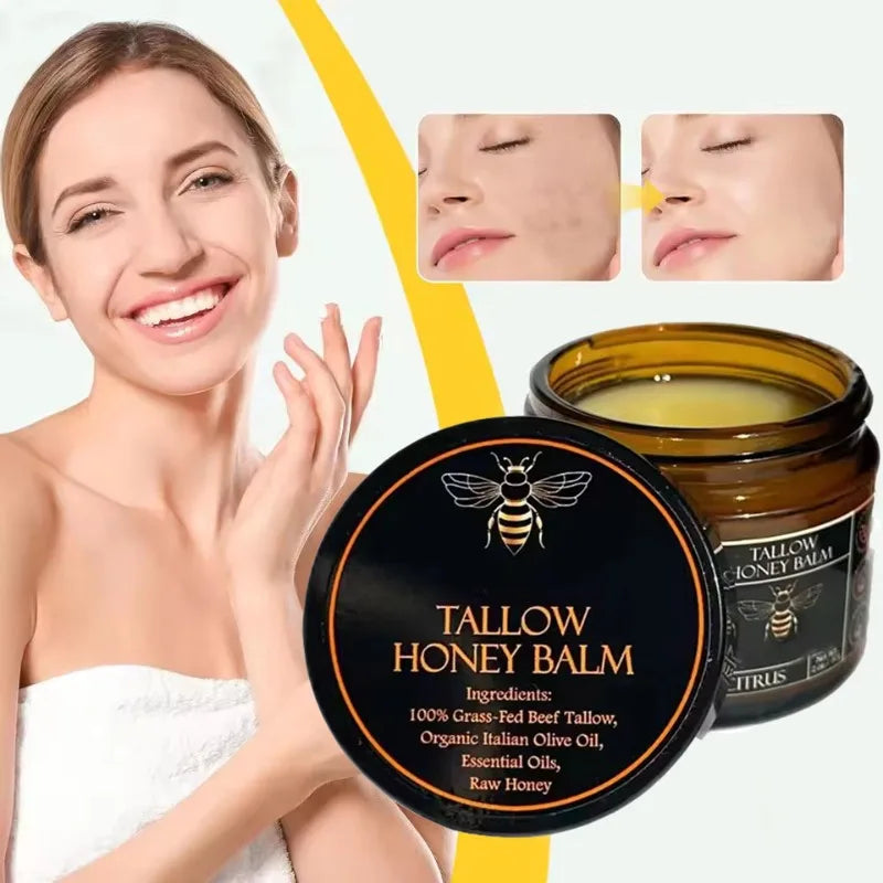 Organic Grass Fed Beef Tallow Honey Balm For Dryness And Itchiness Skin Moisturizing Beef Tallow Face Cream Body Skin Care Cream
