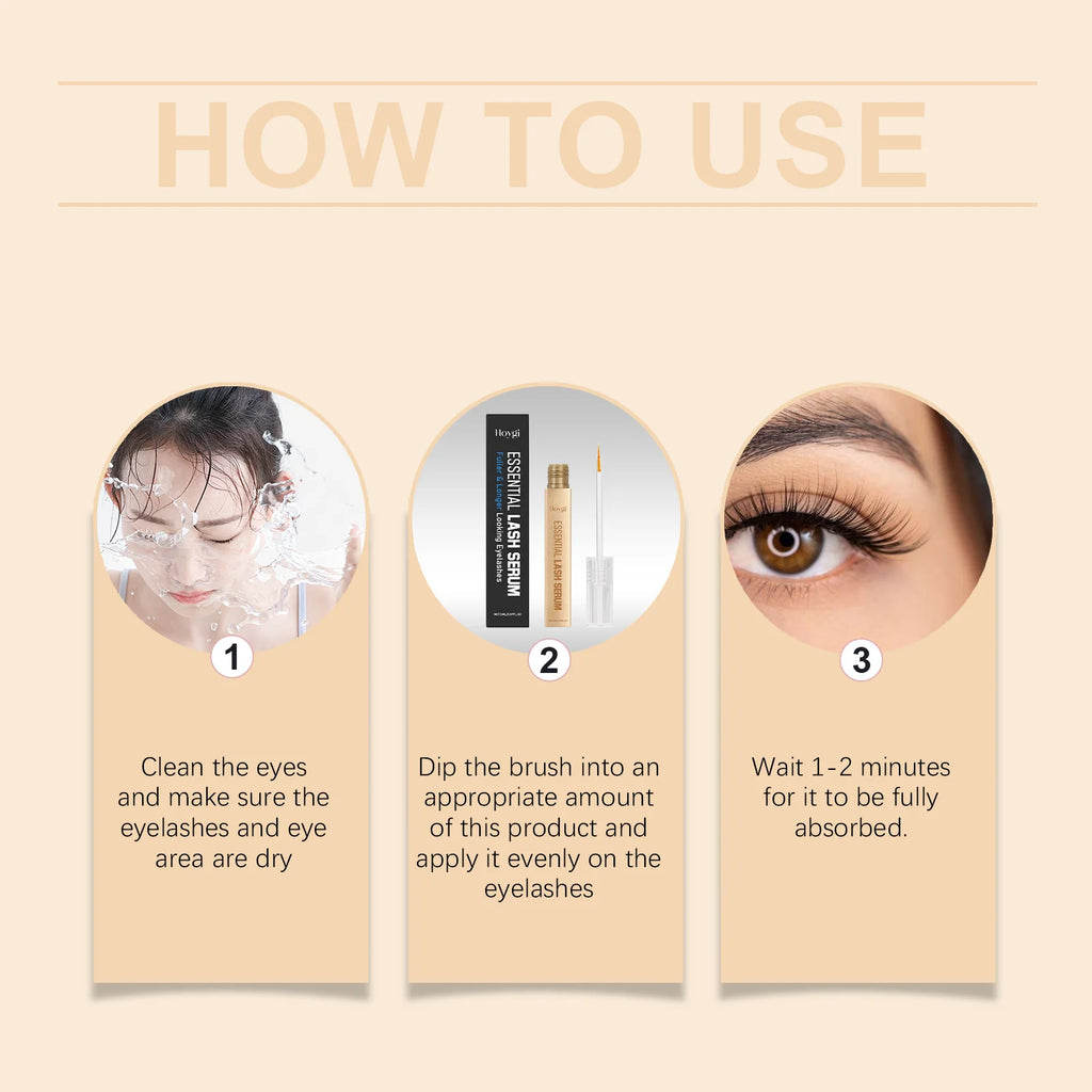 Hoygi 2ml Lash Enhancing Serum Natural Looking Lift and Definition Smudge Proof Flex Hold Formula Clump Free Daily Mascara