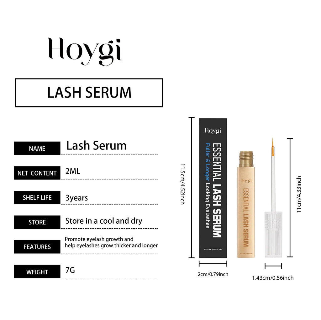 Hoygi 2ml Lash Enhancing Serum Natural Looking Lift and Definition Smudge Proof Flex Hold Formula Clump Free Daily Mascara
