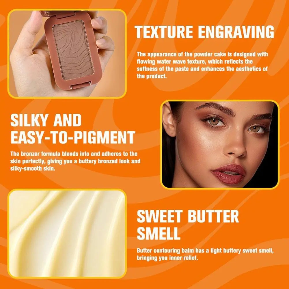 Butter Bronzing Cream Natural Contouring Makeup Highlighting Palette Silky Texture Long Lasting Face Natural Beauty Sculpting